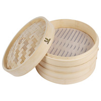 Double Layer Bamboo Steamer With Lid 2 Tier Bamboo Steam Kitchen Cooking Tool With Reusable Steamer Cloth Liner for Fish Meat