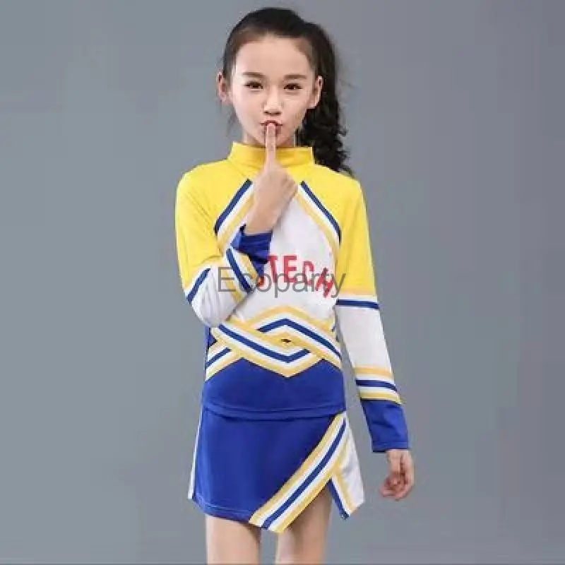 Adult Kids Group Cheerleading Costume uomo donna ragazze Competition Cheerleaders uniforme Suit 2pcs School Team Aerobics Costumes