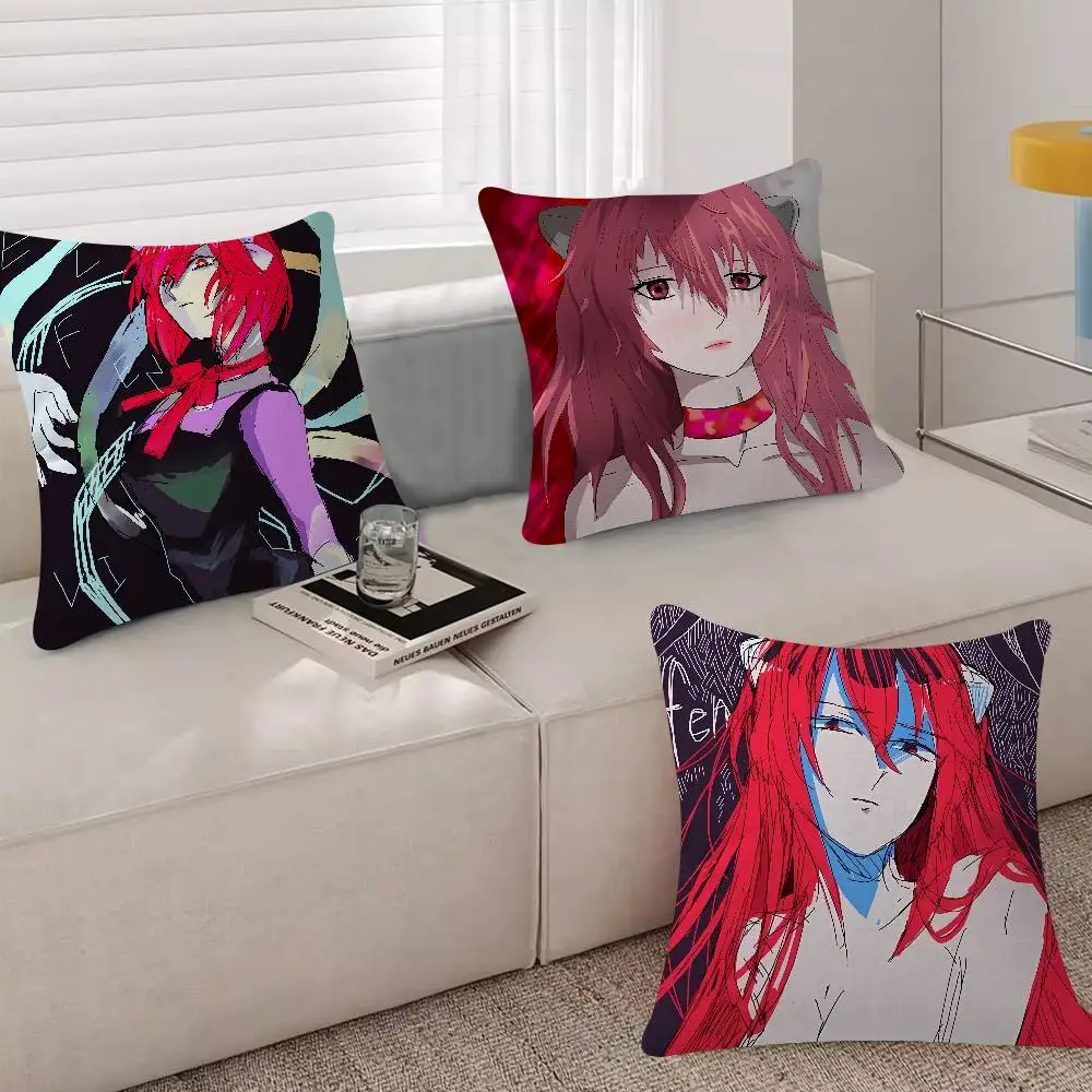 Manga Girl Elfen Lied Cushion Cover Soft Plush Sofa Cushion Cover｜Double-Sided Printed Decorative Pillow Case｜Warm Home Gift