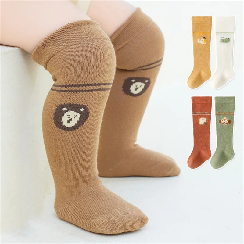 0-3 Years Kids Knee High Socks Baby Girls Boys Cartoon Long Soft Cotton Warm Stockings Boneless Infant Socks Spring Autumn New