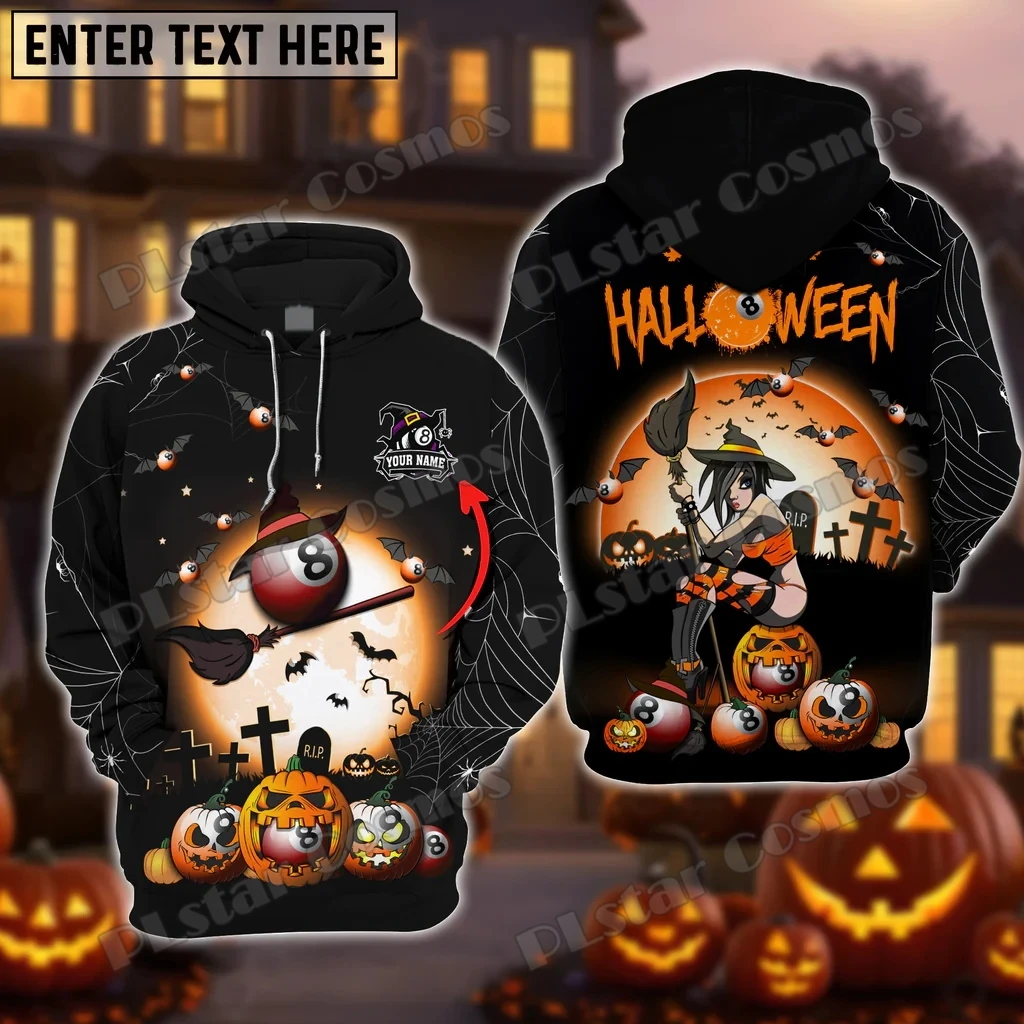 Biliar Halloween tengkorak kematian lucu nama personal 3D dicetak pria Hoodie musim gugur uniseks Streetwear Hoodie kasual DK592