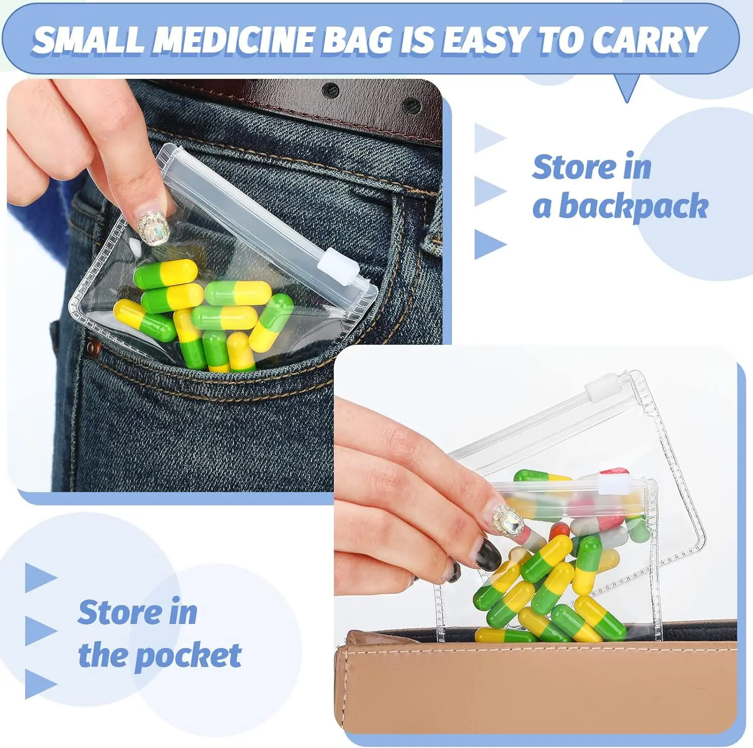 5/10pcs Self-Sealing Reusable Pill Pouch for Travel Medication and Small Items - Convenient and Secure Organizer Travel Essenti