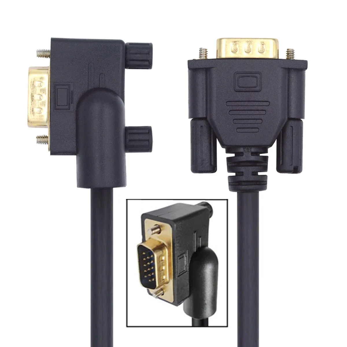 90 درجة زاوية VGA 3 + 6 كابل RGB HD 15Pin ذكر إلى ذكر وأنثى تمديد كابل للكمبيوتر التلفزيون شاشة الكمبيوتر العارض 50 سنتيمتر #6