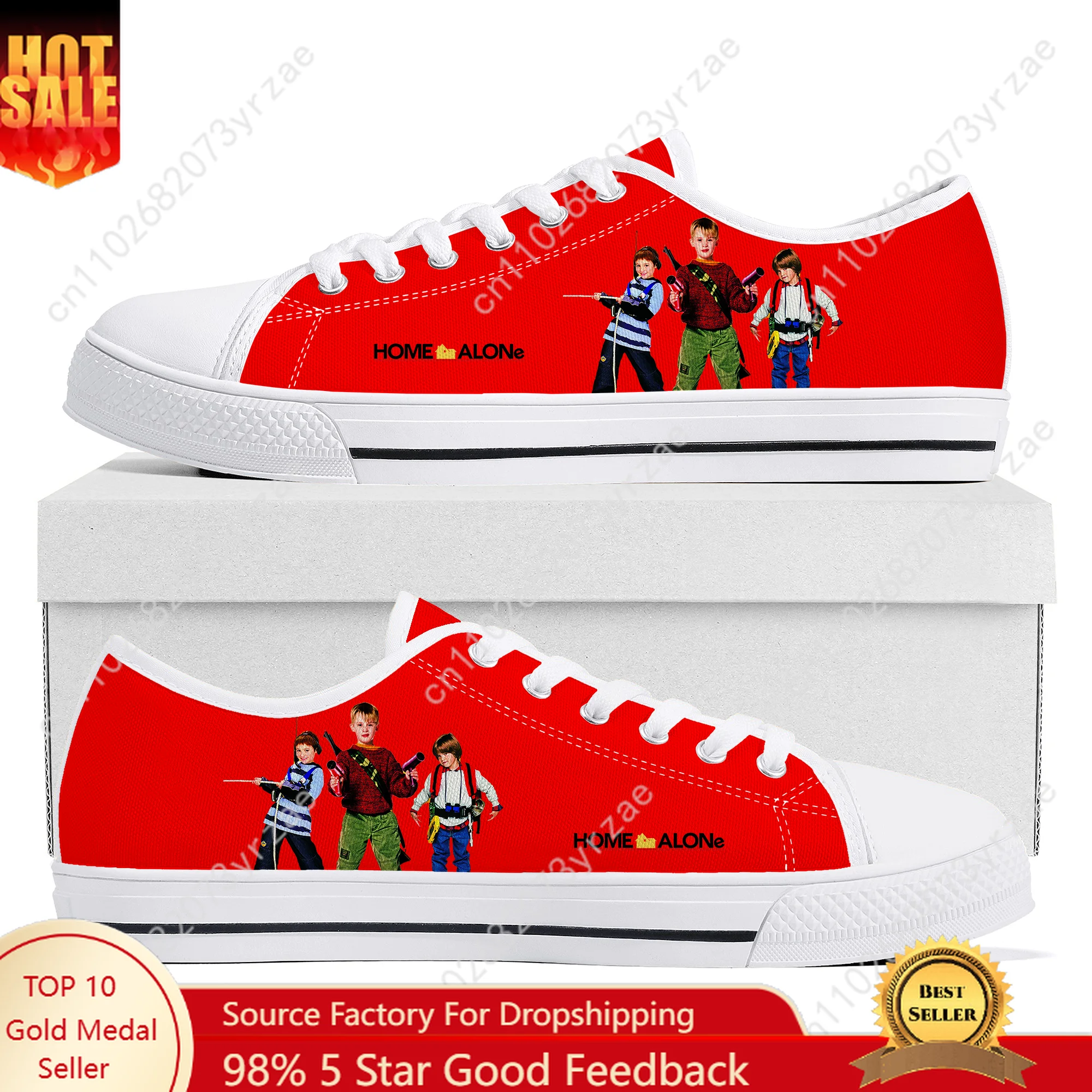 Home Alone Zapatillas bajas de alta calidad para hombre, mujer, adolescente, zapatillas de lona, calzado informal, patrones personalizados, zapatos personalizados