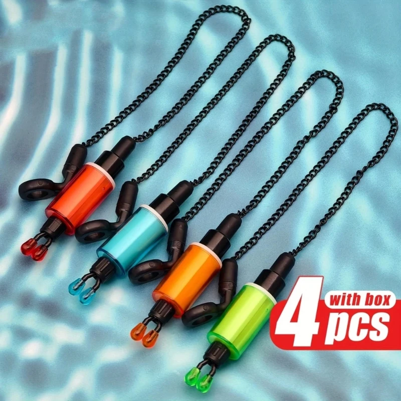 4Pcs Fishing Swingers Bobbins with Storage Box Fishing Alerts Device Smooth Throwing Bites Indicators Easy To 69HD