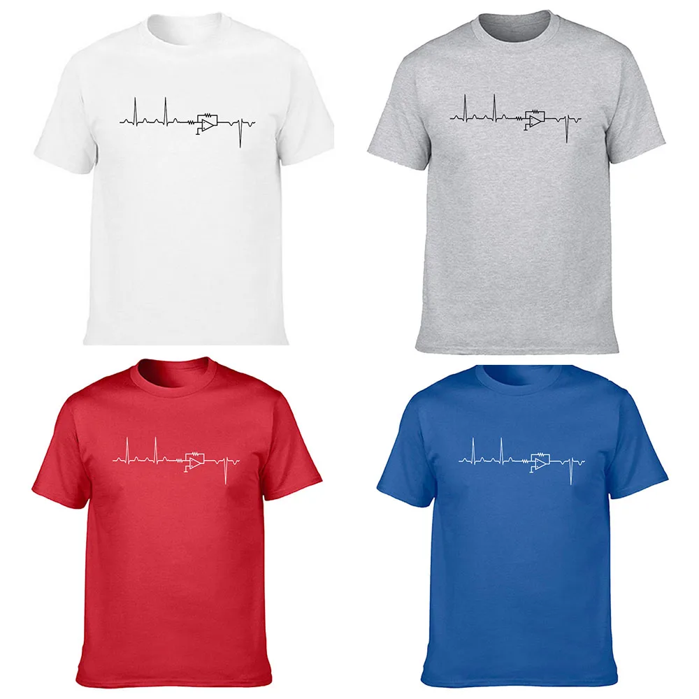 Electrical Engineering Heartbeat Funny T Shirts Graphic Streetwear Short Sleeve O-Neck Harajuku  T-shirt Mens Clothing