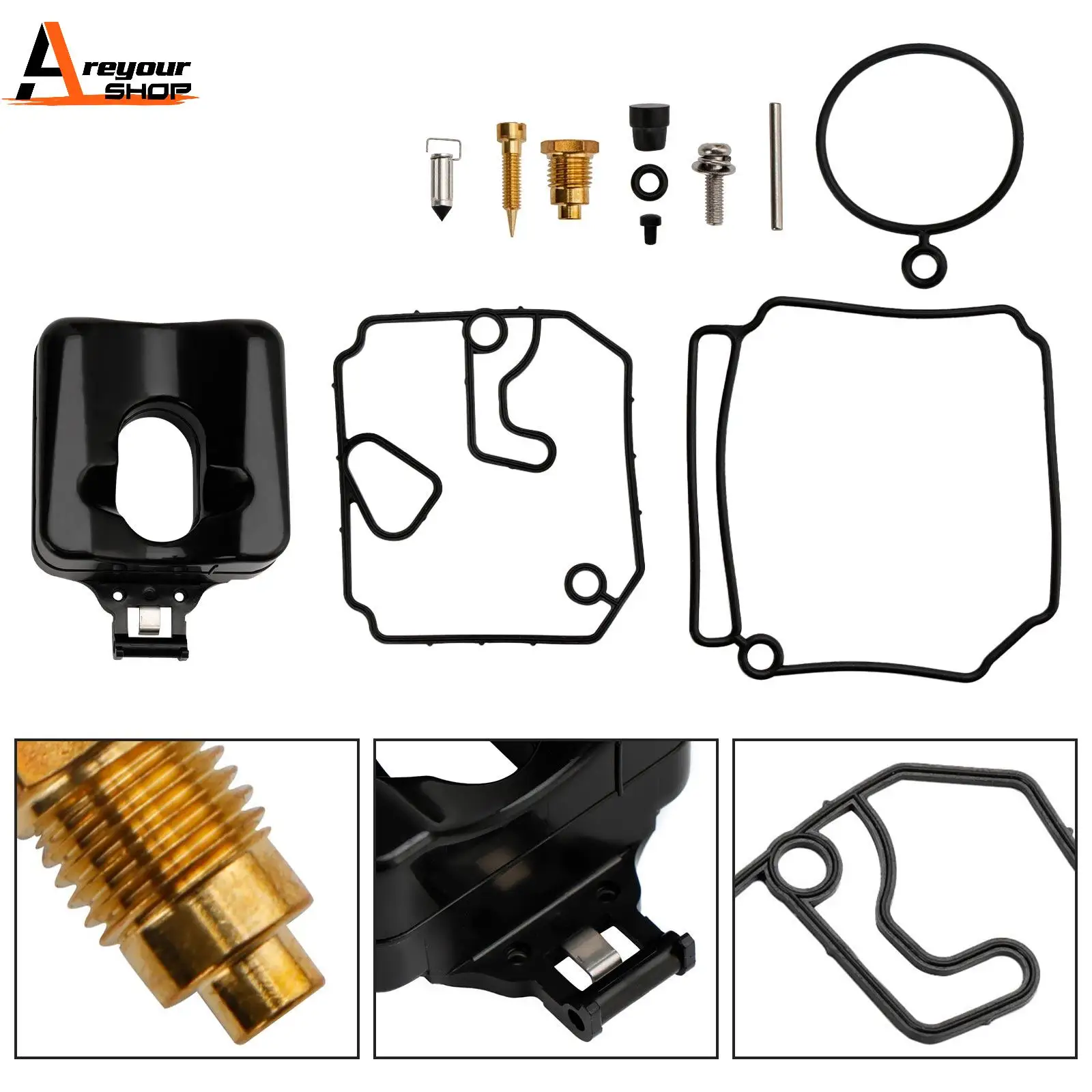 Areyourshop Carburetor Carb Rebuild Kit fit for Yamaha 2 Stroke 40HP 50HP Outboard Motor