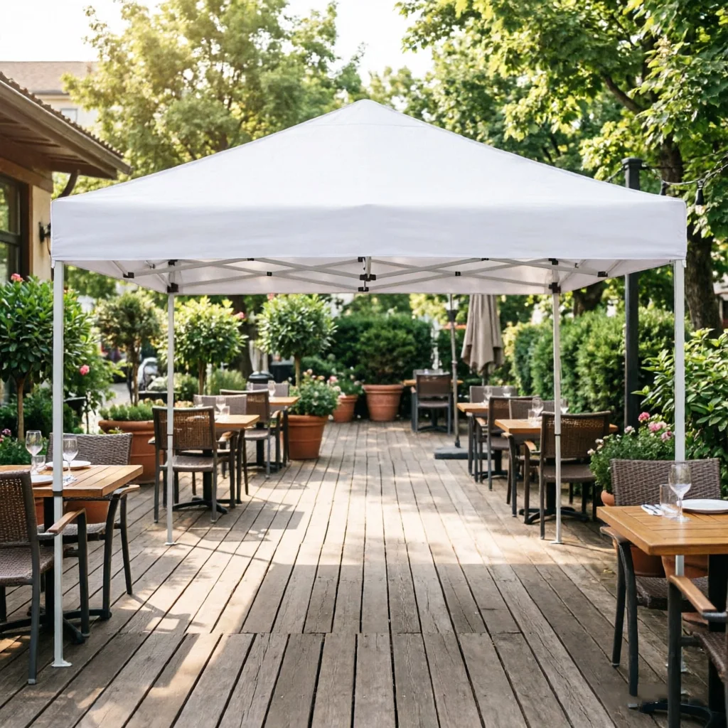 Tente commerciale pliante 3x3M avec fenêtre de toit, structure en tubes d'acier 30x30/25x25mm avec renforts croisés, sans parois latérales, abri solaire extérieur idéal pour les événements, les salons professionnels