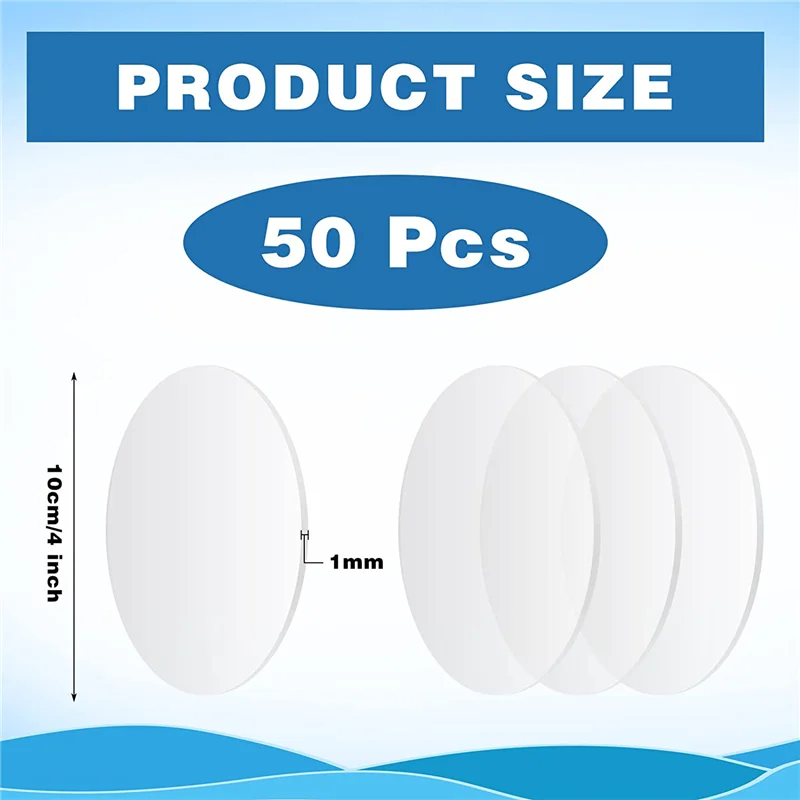 

ABNP 50 Pcs Clear Acrylic Sheets, 4Inch Round Acrylic Disc, 0.1Cm Thick Round Clear Acrylic Sheet Clear Round Acrylic Sheet