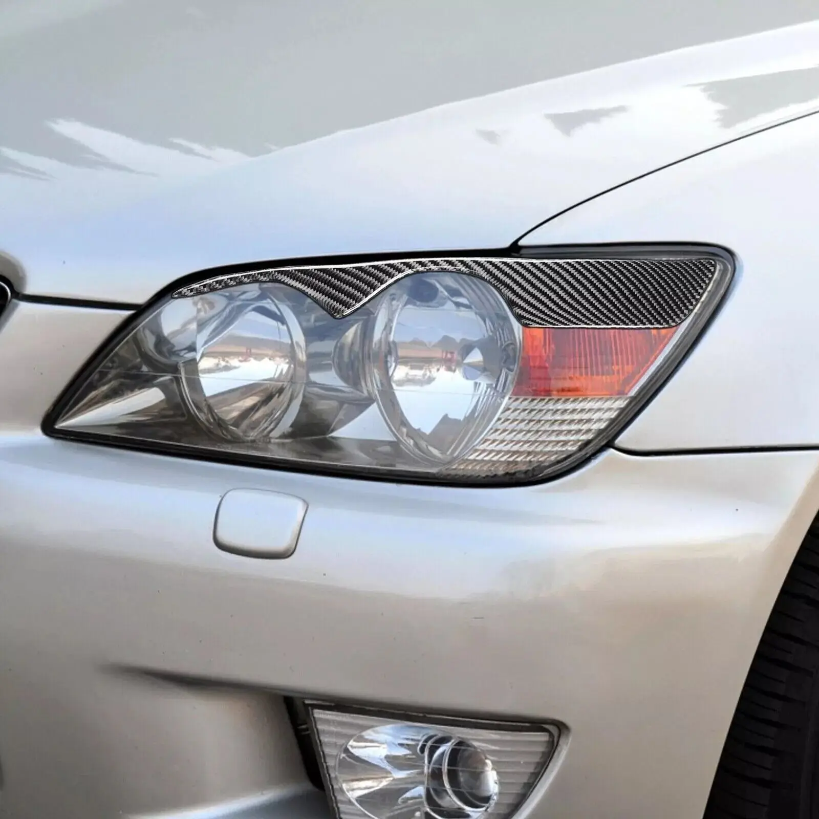 Carbon Fiber Headlight Eyelid Eyebrow Cover For Lexus IS200 IS300 Altezza 98-05