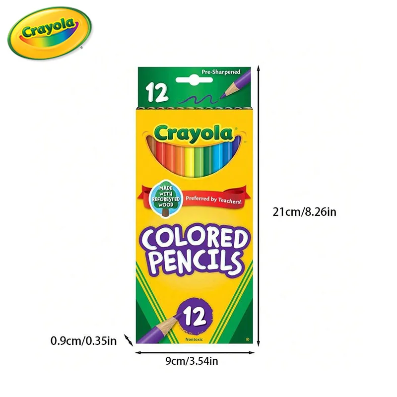 Crayola 12-color pencils (long), drawing supplies, drawing toys, 12 pieces/box