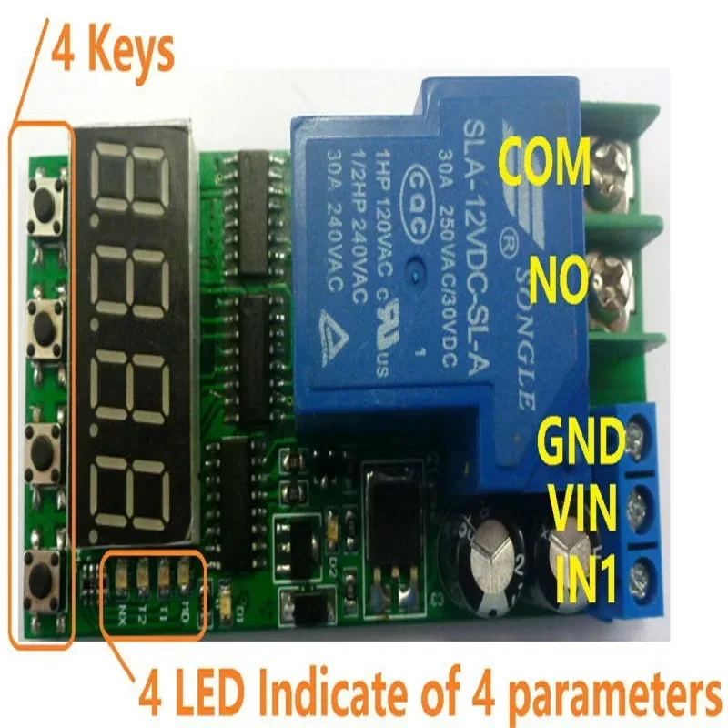 2 pces dc 24v 30a 2.5-24v alto ciclo de disparo temporizador tempo atraso relé placa de interruptor para módulo de carregamento de fonte de alimentação