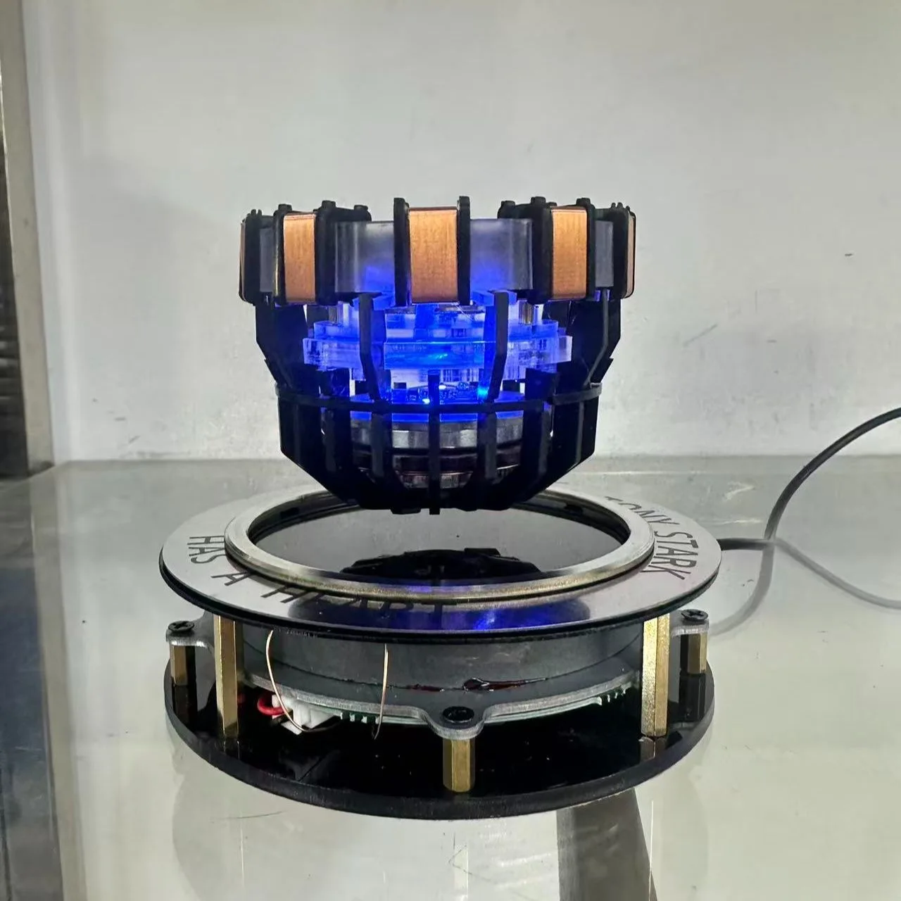 Magnetic Levitation Reactor Module with LED Light, Simulated Dynamic Floating Display Stand for DIY Tech Decor