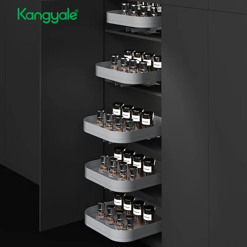 High cabinet single-layer turntable basket cabinet 360-degree dishes seasoning rack floor cabinet corner rotating seasoning