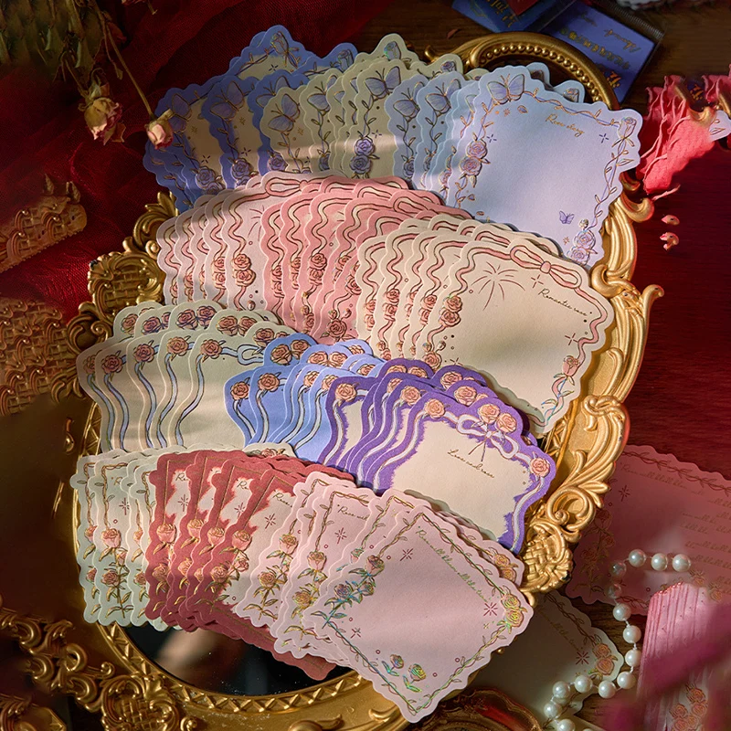 45 Stück Retro Heißpräge-Rosen-Notizpapier DIY Nachrichten-Scrapbook Hintergrund-Dekorationspapier Tagebuch-Kartenherstellung Schreibwaren