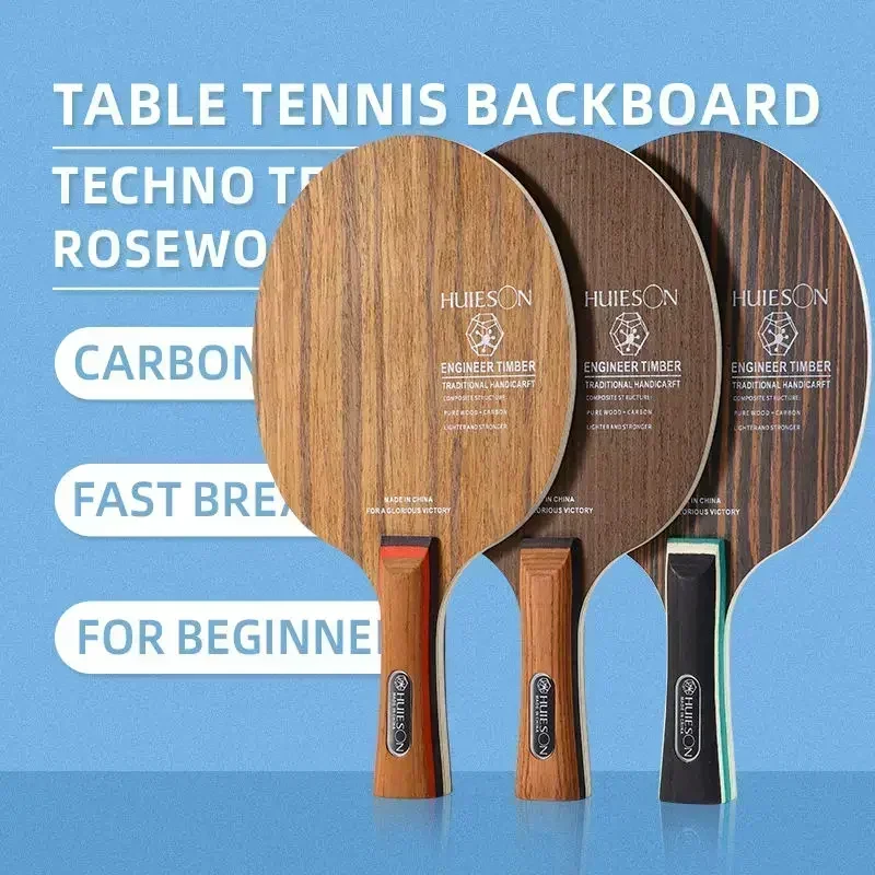 Huieson Table Tennis Blade Technology Ironwood Ebony Rosewood 5 Wood + 2 Carbon Ping Pong Paddle FL/CS for Beginner Training