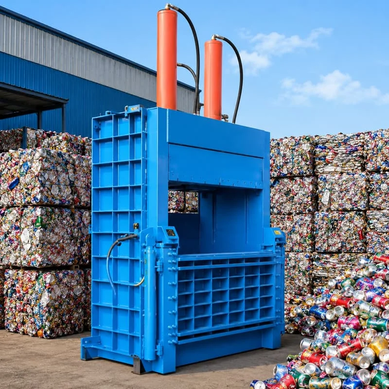 60T 1200MM Stroke Vertical Baling Press Plastic Recycling Baler Customized Vertical Bale Press Textile Waste Old Clothes