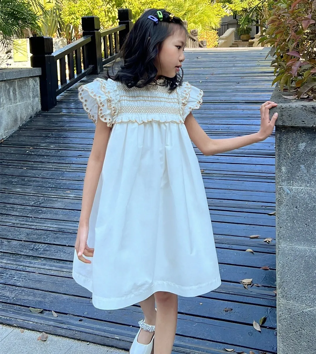 summer kids dresses baby girl clothes French style small sleeves high quality embroidered dress