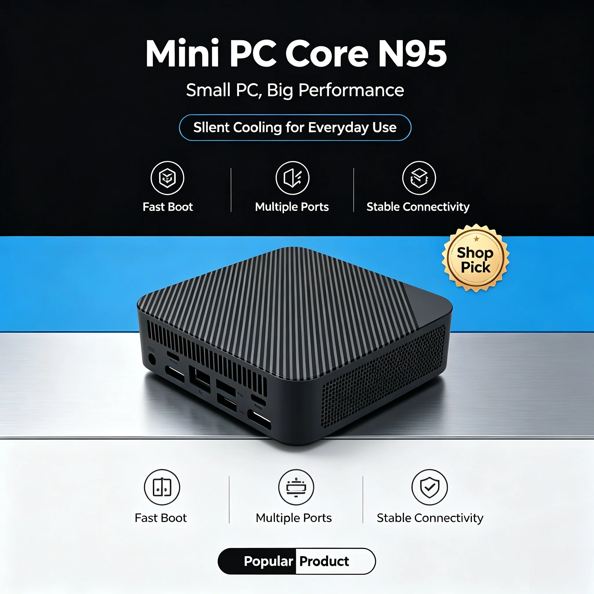 Mini PC Windows 11 Intel Core N95 16GB RAM 1TB SSD Windows 11 WiFi 6 BT5.2 4K HD Factor Desktop for Home Office Business