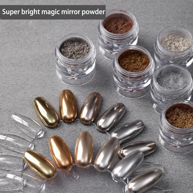 Metallic Mirror Powder Nail Art Glitter Rose Gold Champange UV Gel Polish Chrome Dust Metallic Effect Nail Painting Pigment image 3