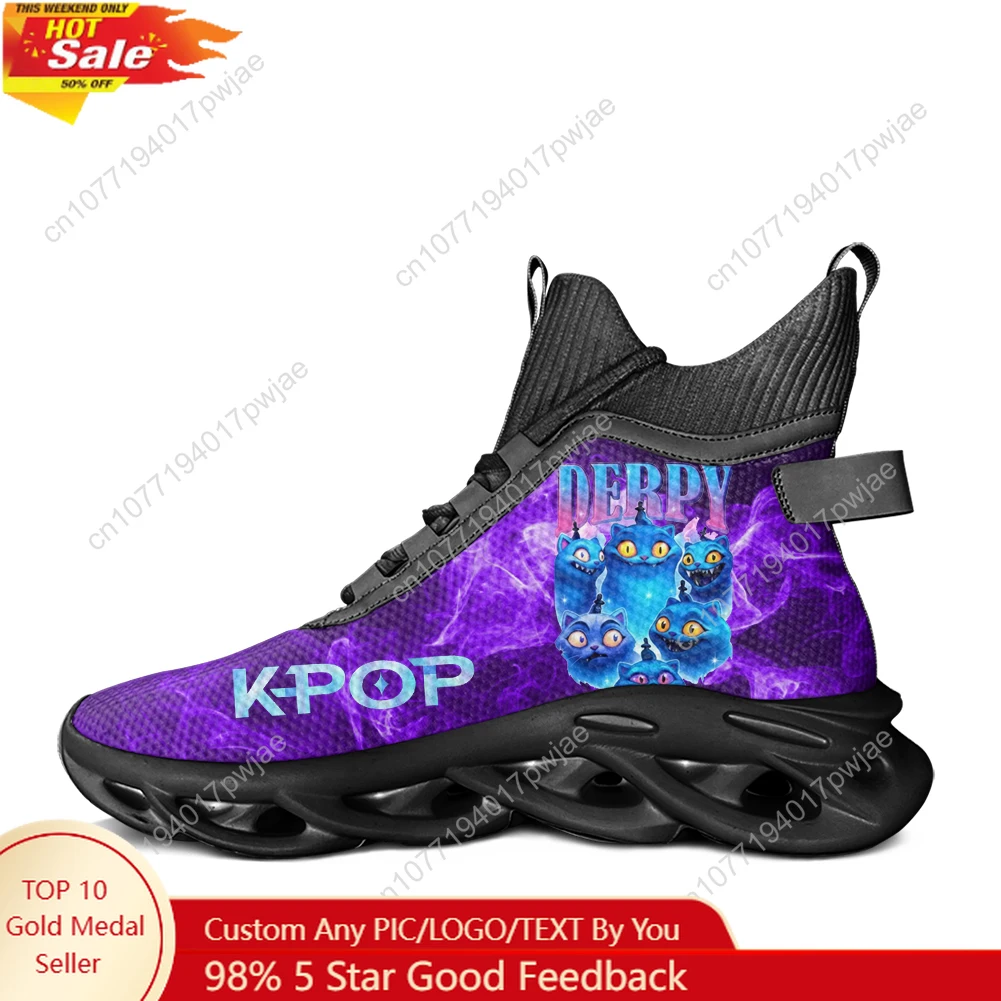 

KPop Demon Hunters Derpy Tiger High Top Flats Sneakers Mens Womens Sports Travel Shoes Lightweight Running Shoes Custom Shoes