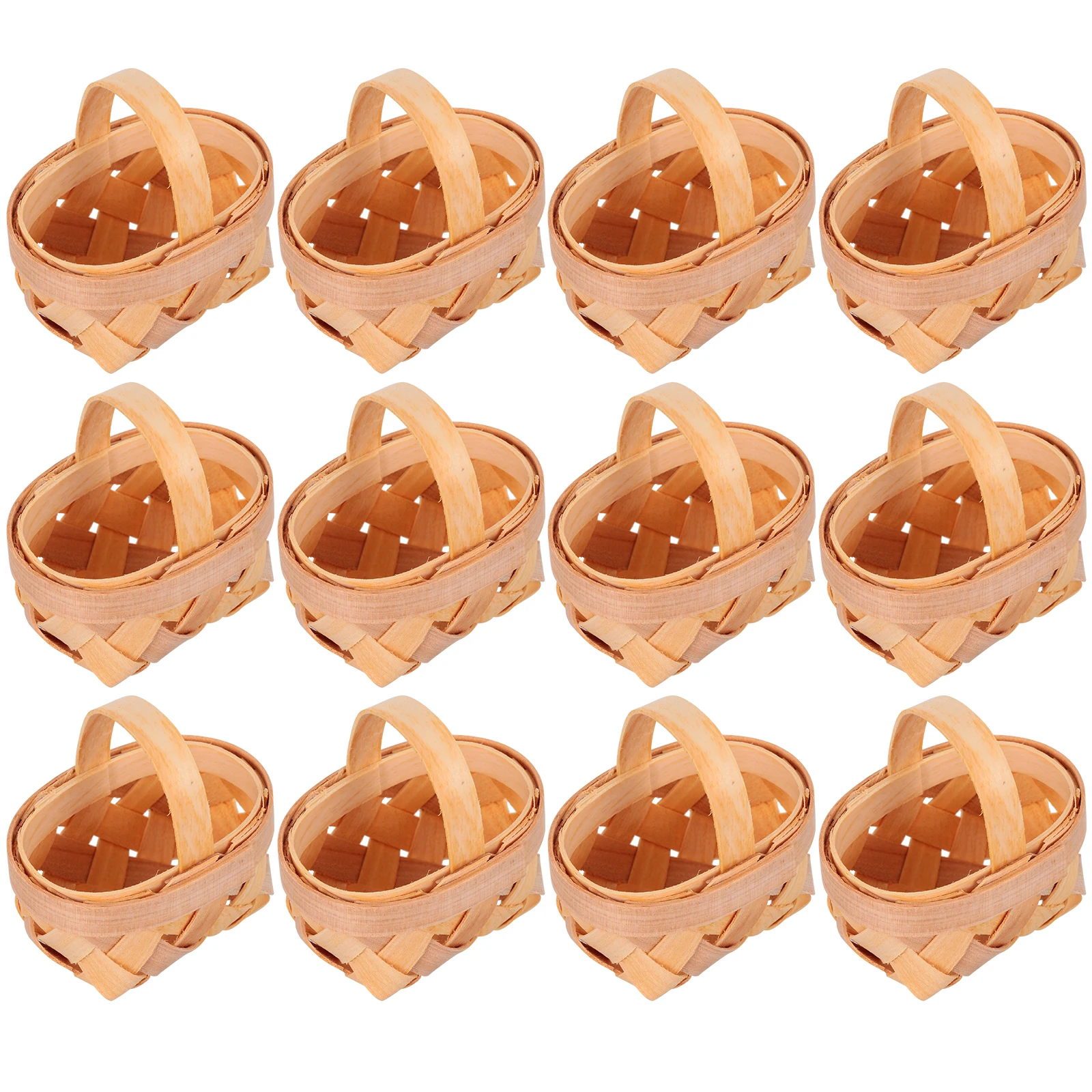 

12pcs Mini Wood Chip Baskets Woven Storage Basket Home Decoration Living Room Bathroom Car Sturdy Wooden Ornaments