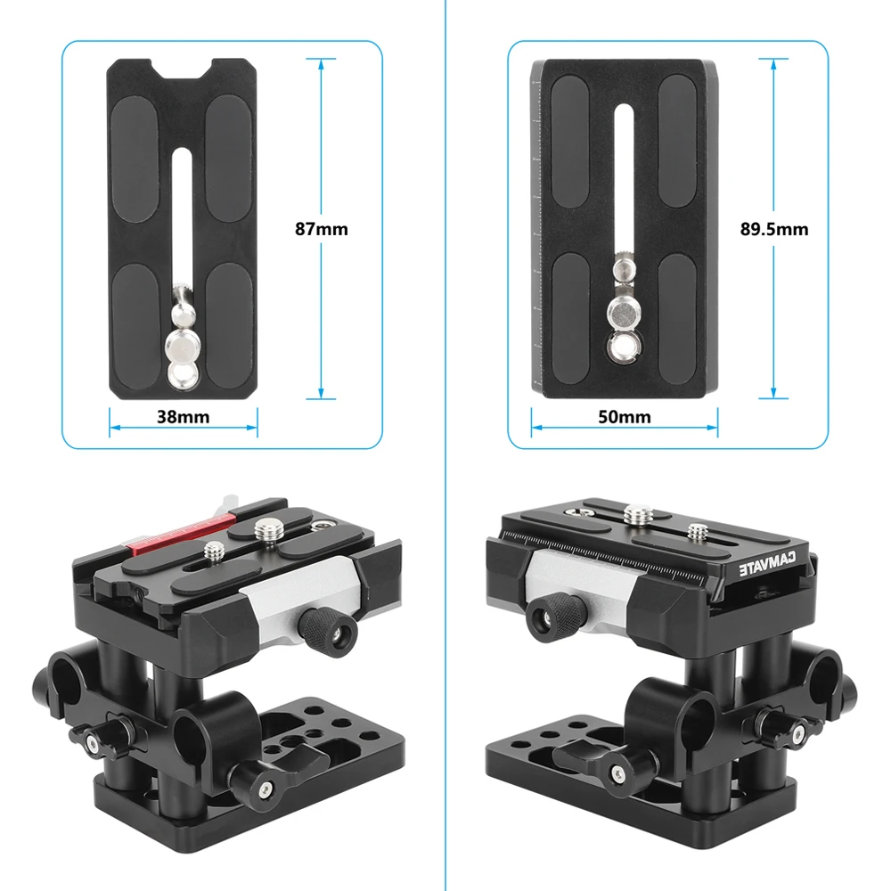 Система быстросъемной камеры CAMVATE, опорная пластина Arca/Manfrotto-типа с креплением на стержень LWS 15 мм для плечевой установки DSLR