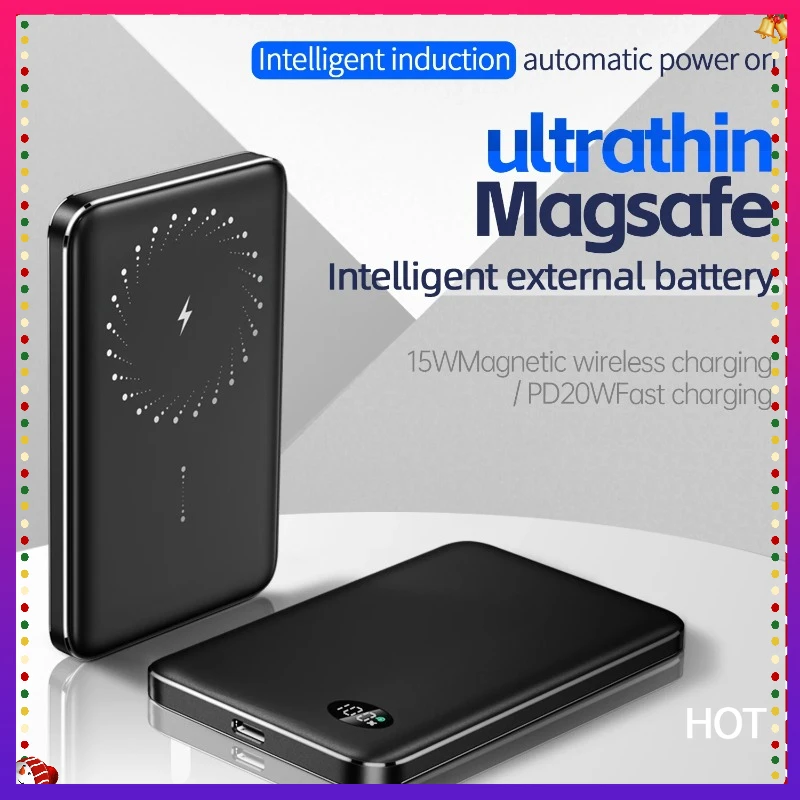 

New 20W Back Backup Battery Macsafe Powerbank Magnetic Power Banks Wireless Phone Charger For iPhone 15 14 13 12Pro Samsung