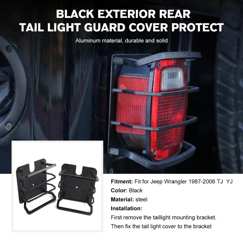 Car Exterior Rear Tail Light Guard Cover Protect Lamp Hoods Hollow Out For Jeep Wrangler 1987-2006 TJ YJ