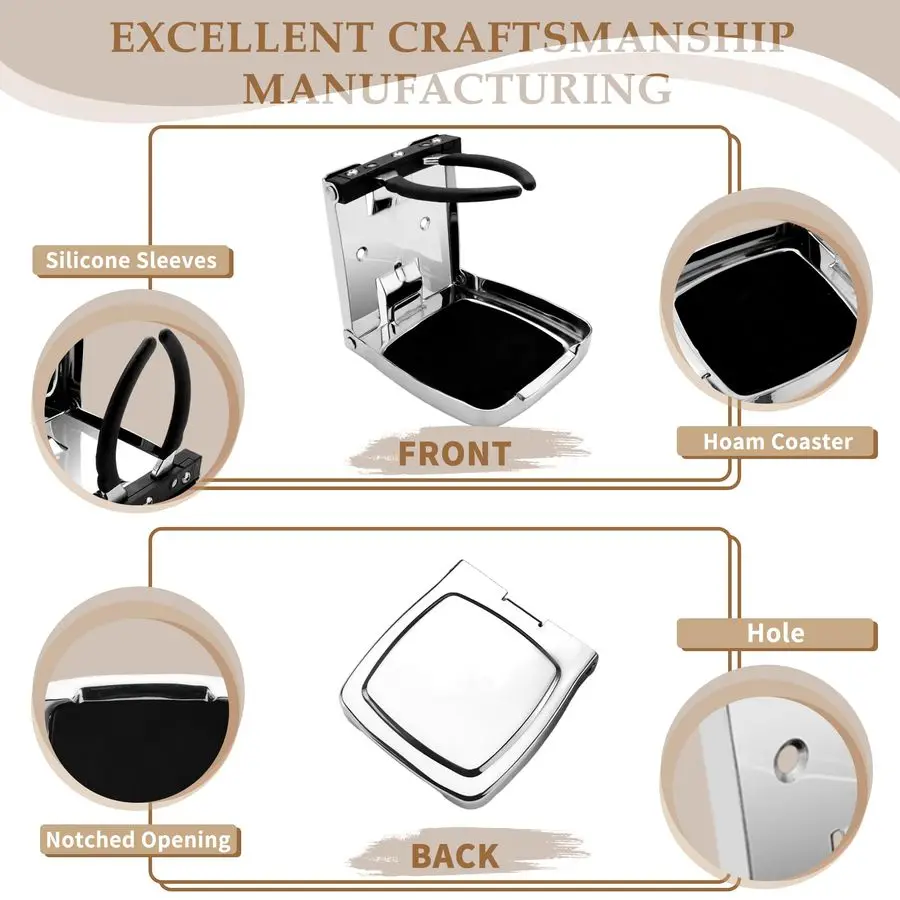 Сверхмощный складной подстаканник, нержавеющая сталь 304, регулируемый с противоударным усилителем, бесшумный дизайн, универсальный для автомобиля, лодки, автофургона, яхты Tr