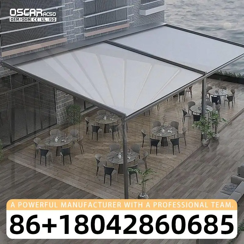 

Outdoor Retractable Smart LED Canopy Automatic Aluminum Pergola Stylish Modern Awning for Patio Garden Balcony Outdoor Retractab