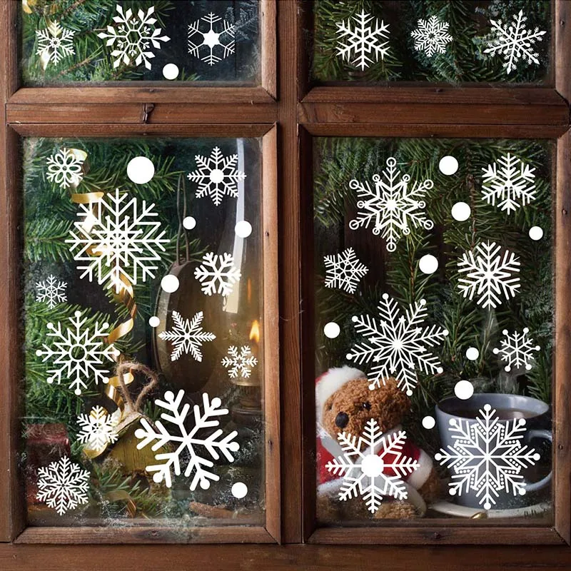 4/6 Sheet Snowflake Window Sticker PVC Electrostatic Glass Door Window Stickers 2025 Merry Christmas Home Decoration Decals