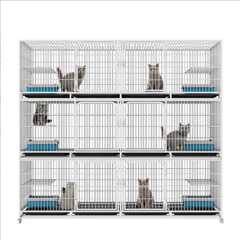 Wholesale Luxury Multiple Sizes Cat Breeding Cages Stainless Steel Wire 3-Layer Cat Rabbit Animal Cage With