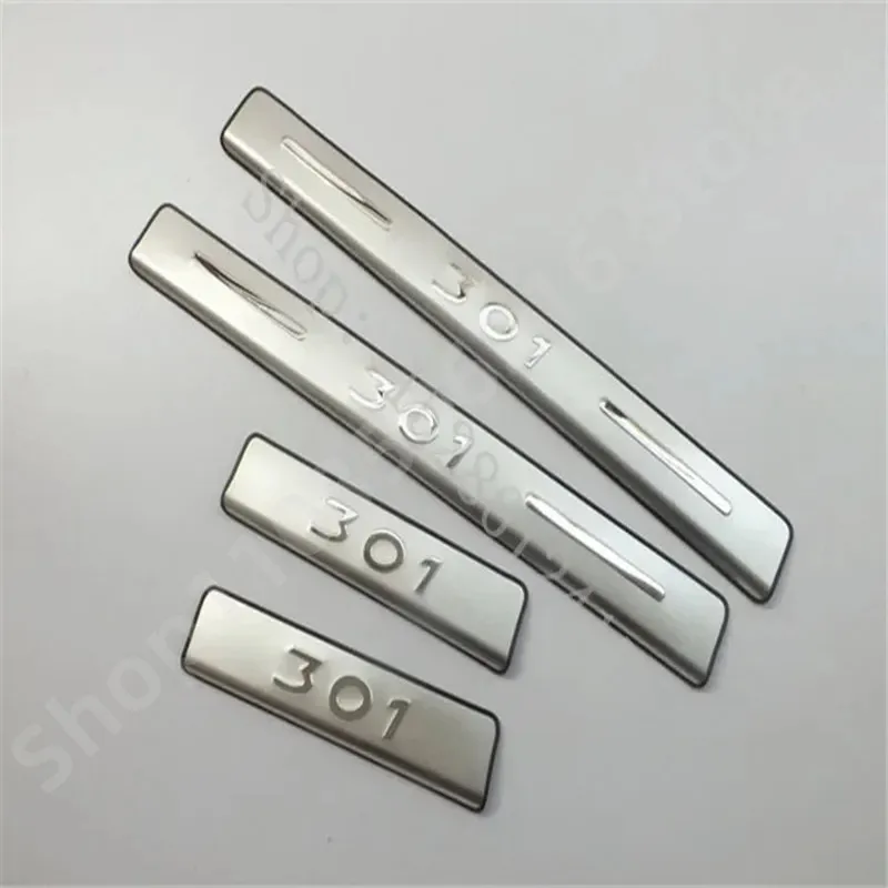 

for Peugeot 301 2012 2013 2014-2019 High quality stainless steel door sill scuff plate protector guard Car accessories