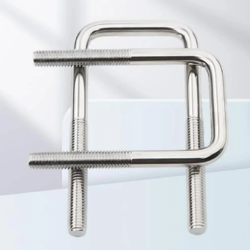 M6 M8 M10 Authentic High Quality 304 Stainless Steel Square U-bolts Bolts Right Angle U Shaped Riding Bolts for Attaching Pipe