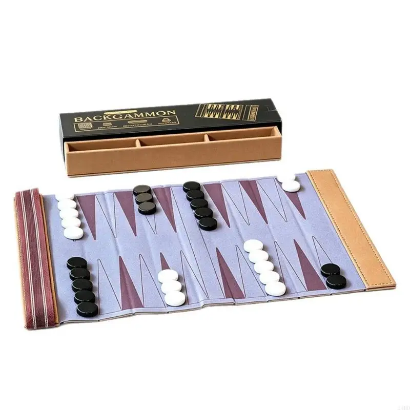 PU Board Backgammon Set with Acrylic Counters and Flexible Storage Design for Family Entertainment, Travel, Camping, and 24BD