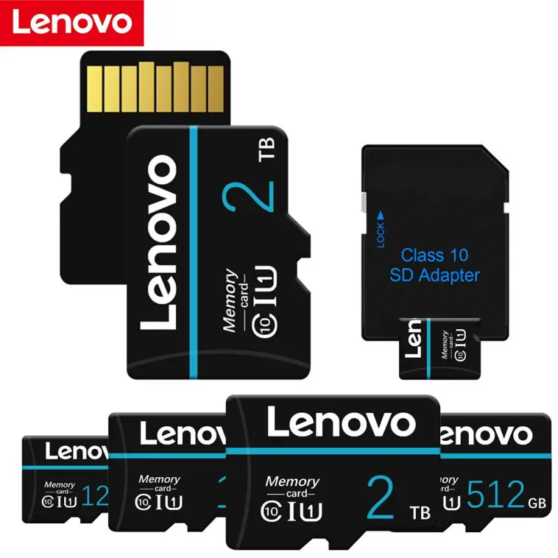 Lenovo-Carte mémoire flash Micro TF, Mini carte SD, 2 To, 1 To, 512 Go, 128 Go, Classe 10, 256 Go, Téléphone, Drone, Tablette