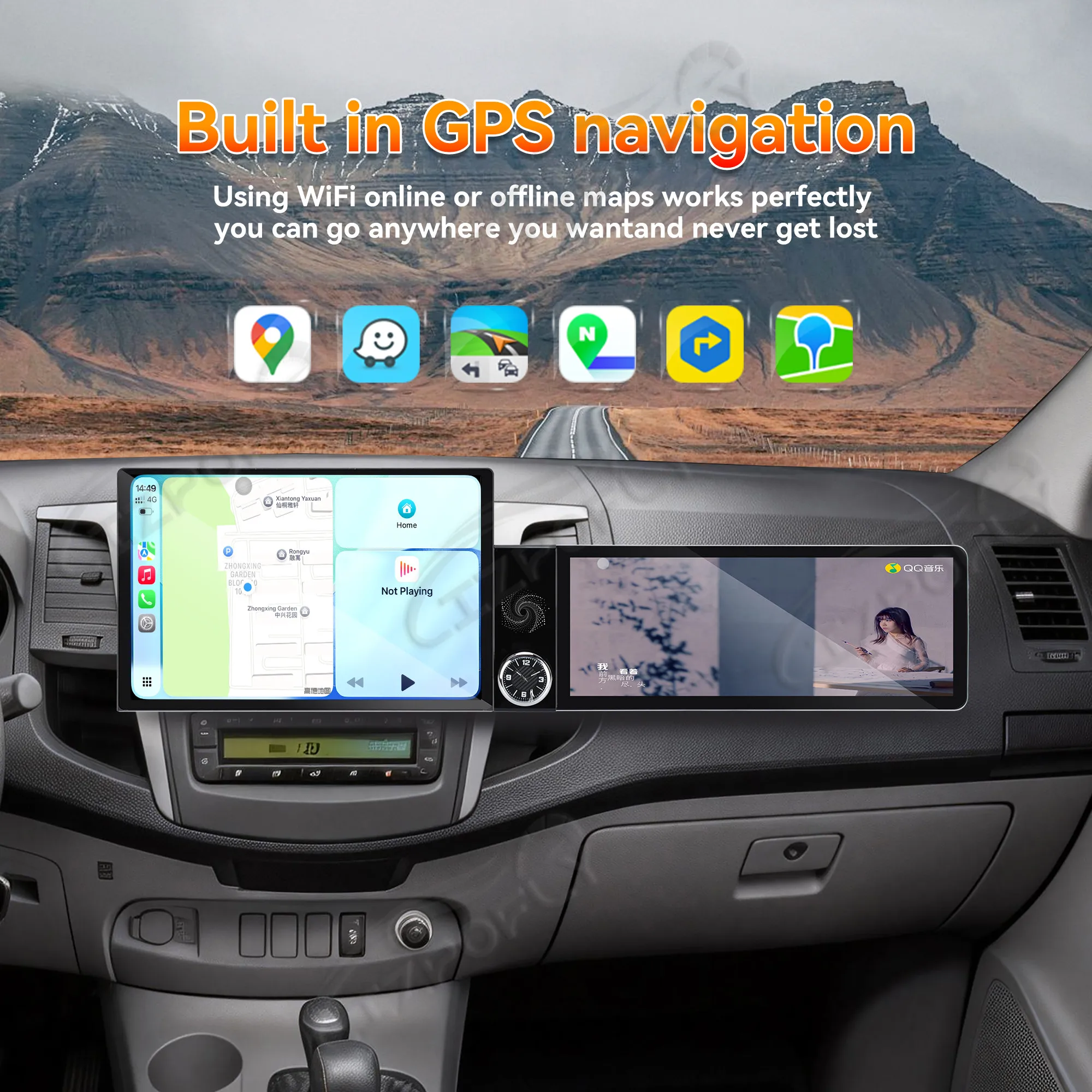 For Hummer H3 2005-2010 Android 15 Car Radio Stereo, 13.1+12.3 Inch HD IPS Touch Screen, Wireless Apple CarPlay & Android Auto