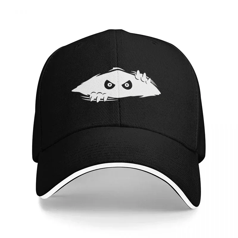New Peeking Ghost Face Baseball Cap Black and White Design Adjustable Hat for Men and Women Fashion Statement Accessory