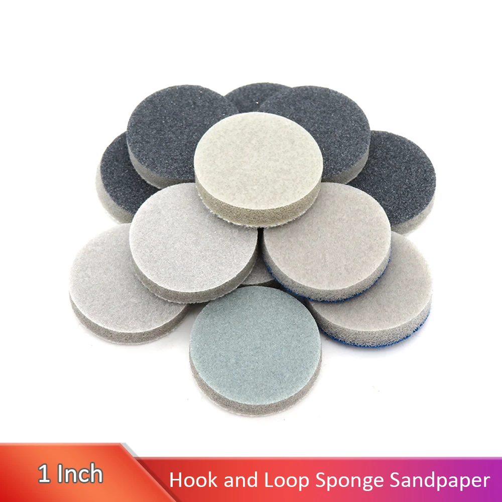 1 Inch Sponge Sandpaper Buffing Sanding Sponge Sanding Discs Foam Hook&Loop Precision Grinding For Abrasive Polishing Car Paint