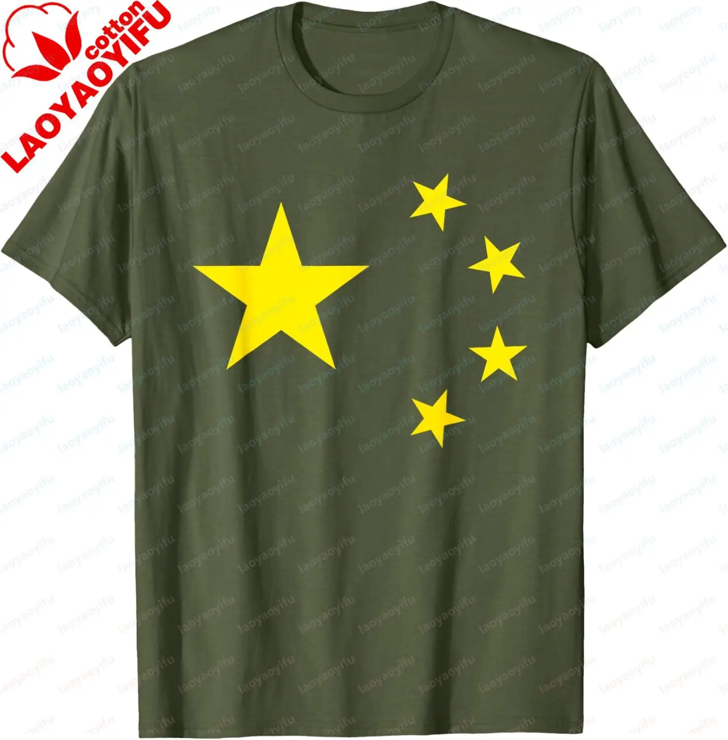 T-Shirt mit chinesischer Flagge und China-Sternen, T-Shirt für Herren und Damen, 100 % Baumwolle, kurzärmeliges Hemd, lässiges Grafik-T-Shirt, bedrucktes T-Shirt – Detail 10
