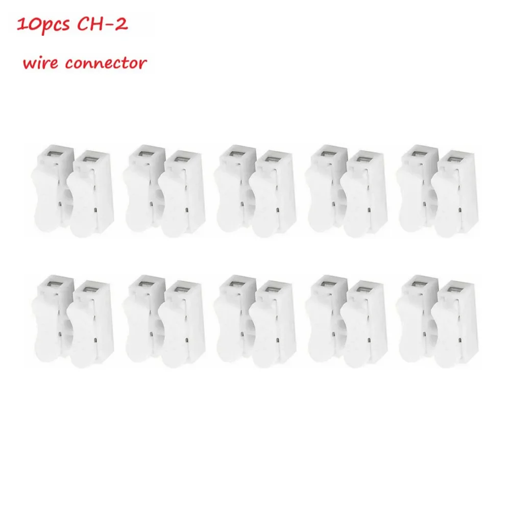 10 Uds CH2 conectores de Cable de bloqueo de empalme rápido terminales de Cable eléctrico de 2 pines blanco 220v para un empalme fácil y seguro en cables