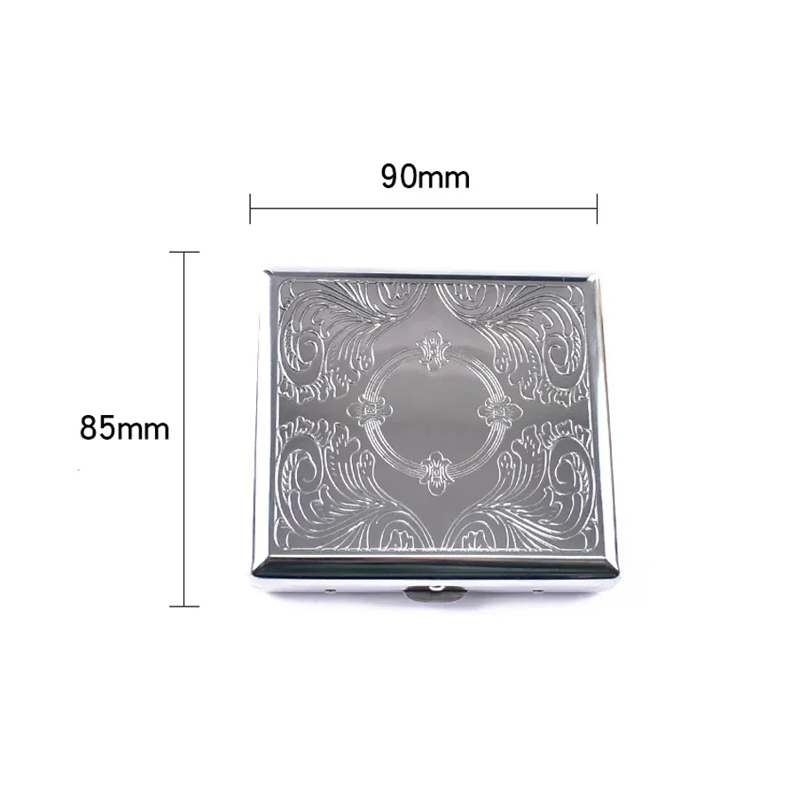 20-Cigarette （Freeform）Silver Stainless Steel Portable Metal Cigarette Case Flip Open Storage Box Travel Outdoor Smoking ( view 2