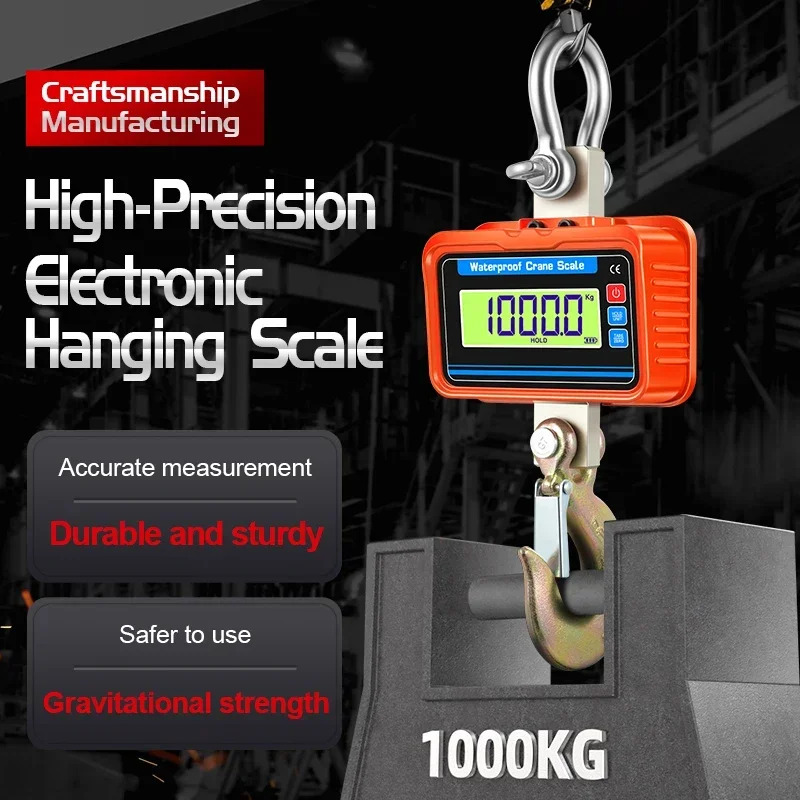 3000KG Waterproof Crane Scales Remote Control Heavy Duty Alloy Steel Hook Weighing Tools 3T LCD Display Electronic Hanging Scale