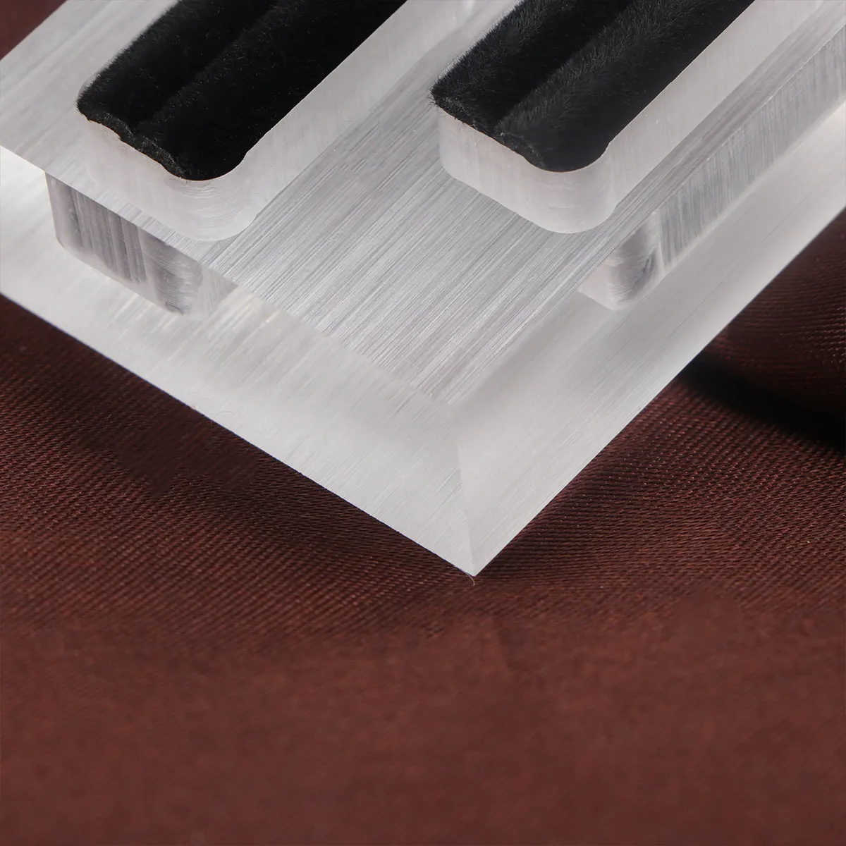 

Acrylic Ring Display Stand with Double Slots Square Desktop Jewelry Organizer for Rings Storage Display Home Shop Bathroom