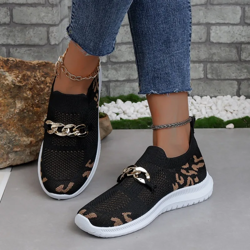 2024 New Summer Fashion Walking Women\'s Flat Shoes Metal Decorative Mesh Comfortable Breathable Casual Sports Shoes NO:026