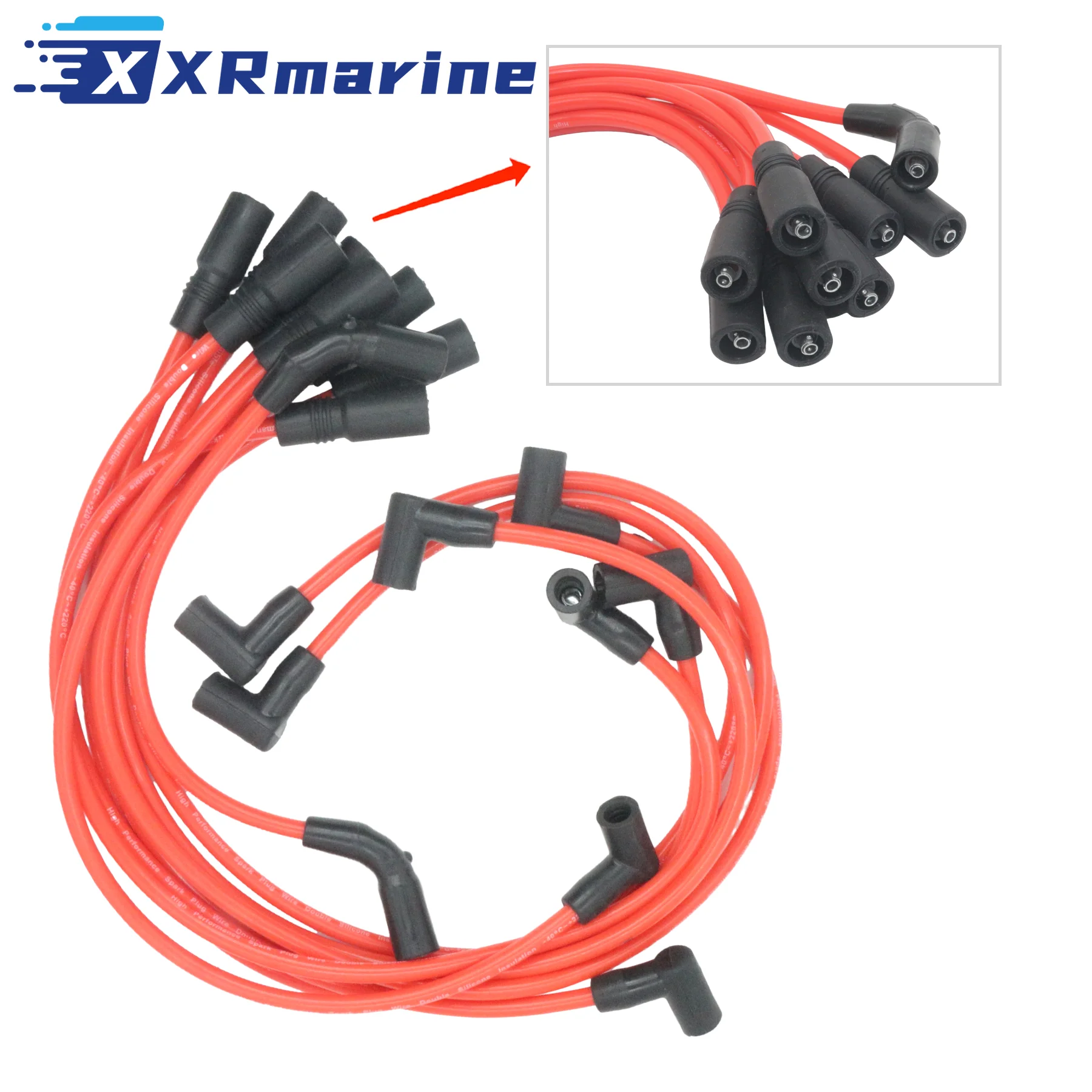 Spark Plug Wire Set 3888328 For Volvo Penta V8 5.0 / 5.7 GM-MPI 3859000 Replace Mercruiser 84-816608A1