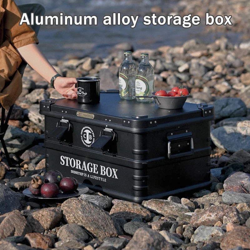 44L 72L Aluminum Alloy Travel Storage Box Waterproof Storage Box for Camping Household Car Picnic Travel Camping Outdoor storage