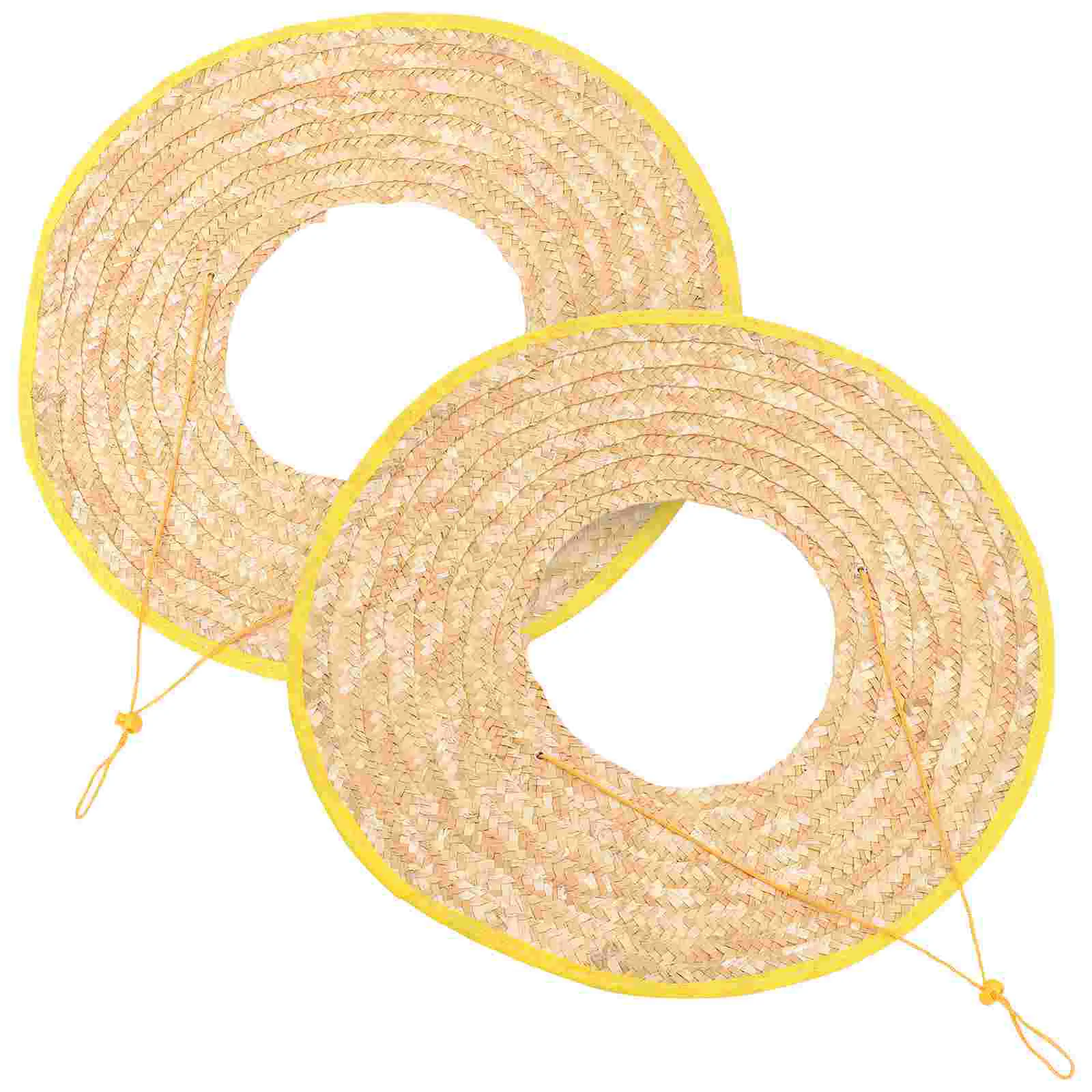

2 Pcs Straw Hard Hat Sun Shade Full Brim 50cm Diameter Lightweight Breathable No Top Visor for Outdoor Workers Gardening