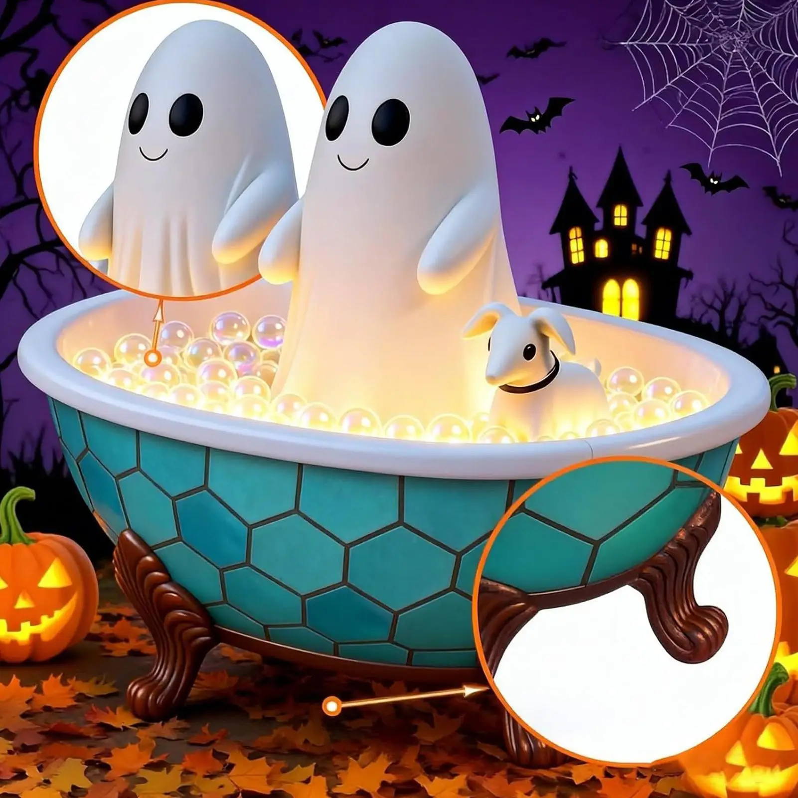 halloween ghost bubble bath light cute tub ghost night lamp dim glow for bathroom bedroom daily rest atmosphere layout